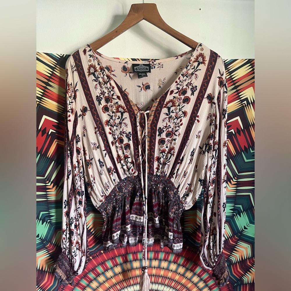 Smocked Waist Floral Blouse